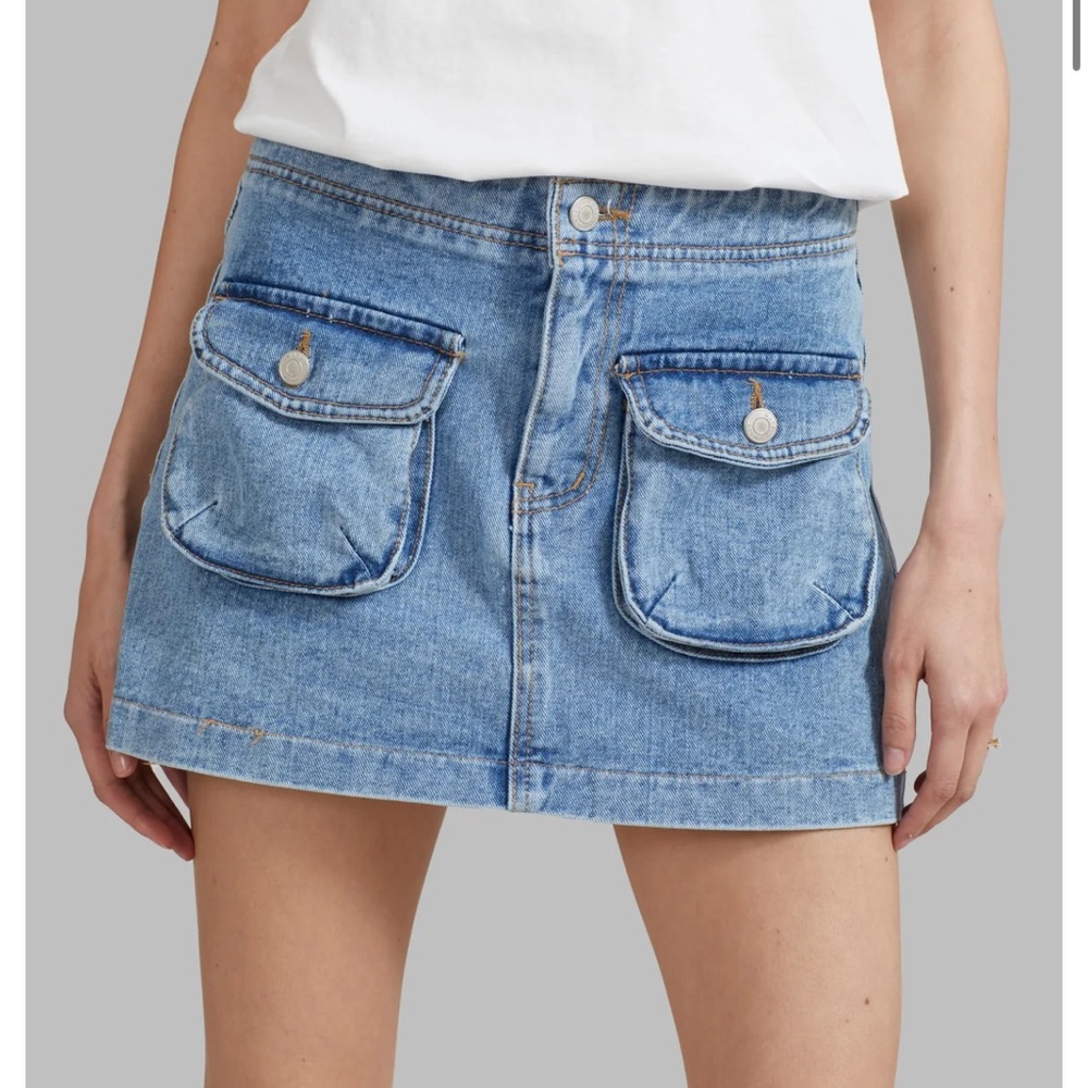 The Frankie Shop Thela Pocket Denim Skirt - Blue Wash S